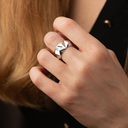 Широкое серебряное кольцо "Greta" 112786 №8