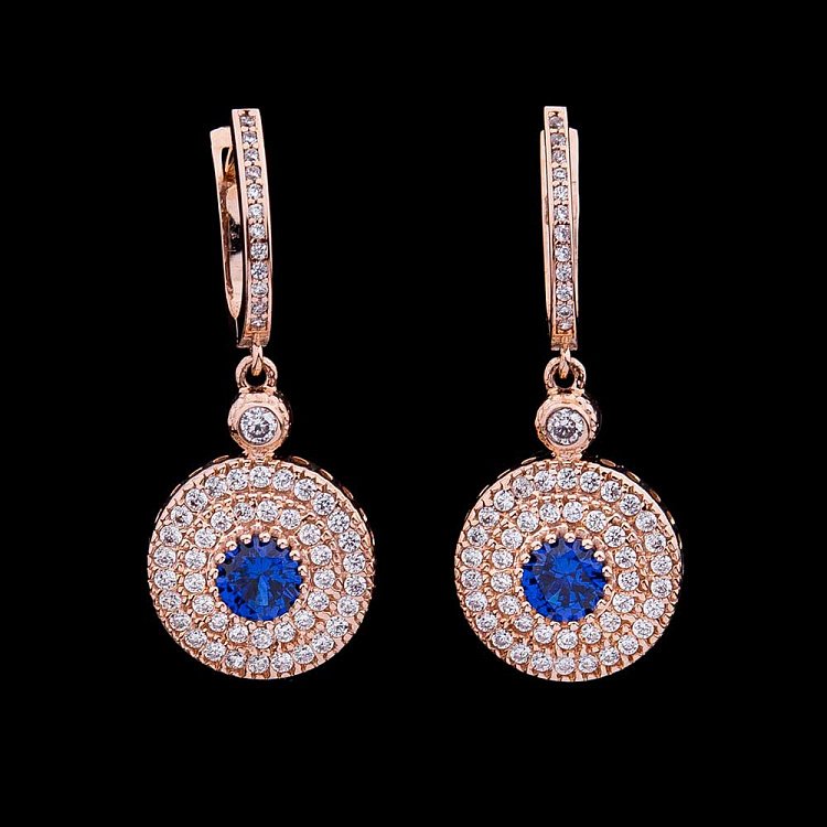 Золотые серьги с фианитами с04211 от ювелирного магазина Оникс - 1