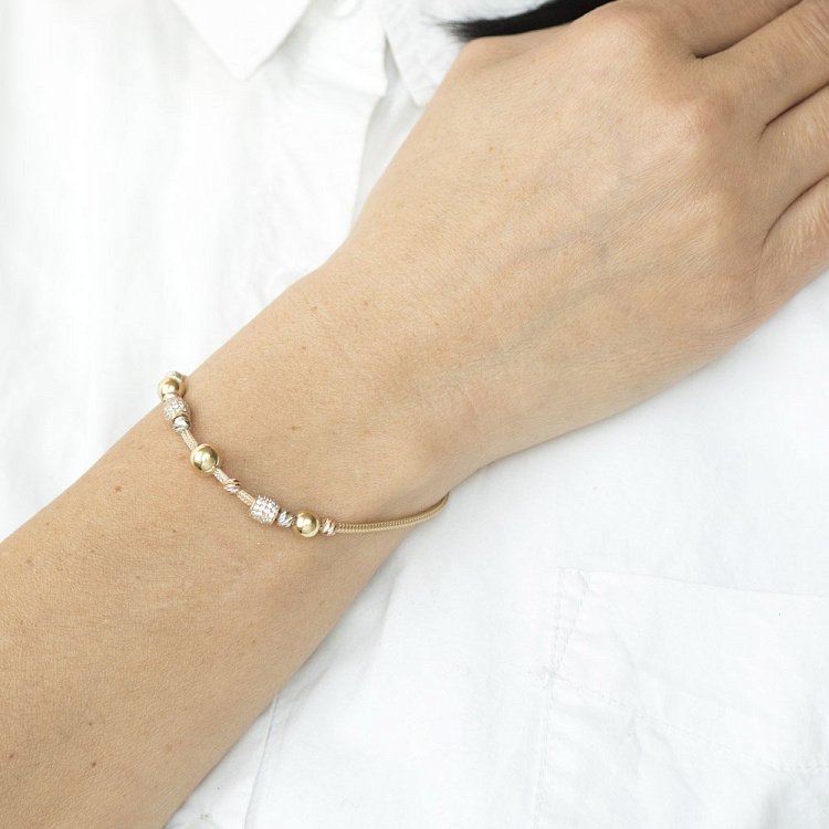 Золотой браслет с фианитами б04005 от ювелирного магазина Оникс - 3