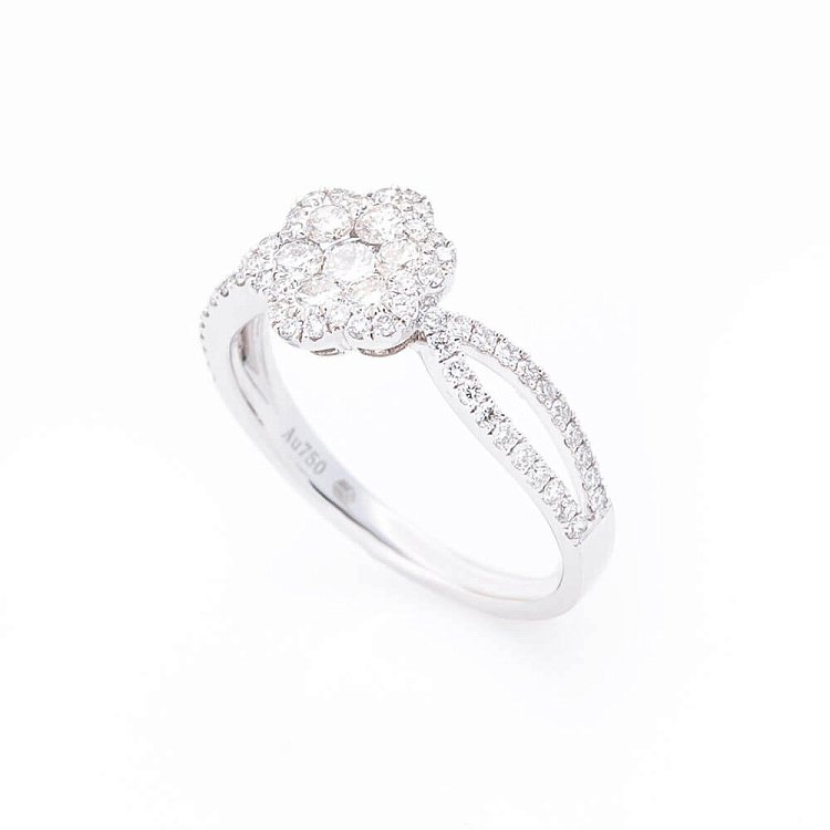 Золота каблучка з діамантами "Квіточка" кб0095cha від ювелірного магазину Онікс