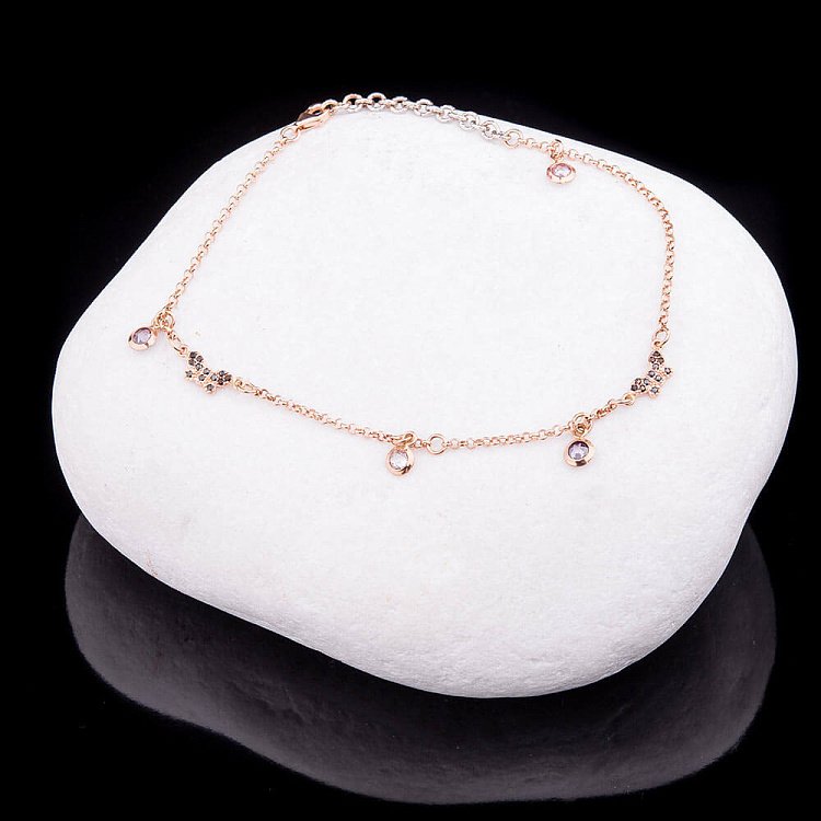 Золотий браслет на ногу з фіанітами б01891 від ювелірного магазину Онікс