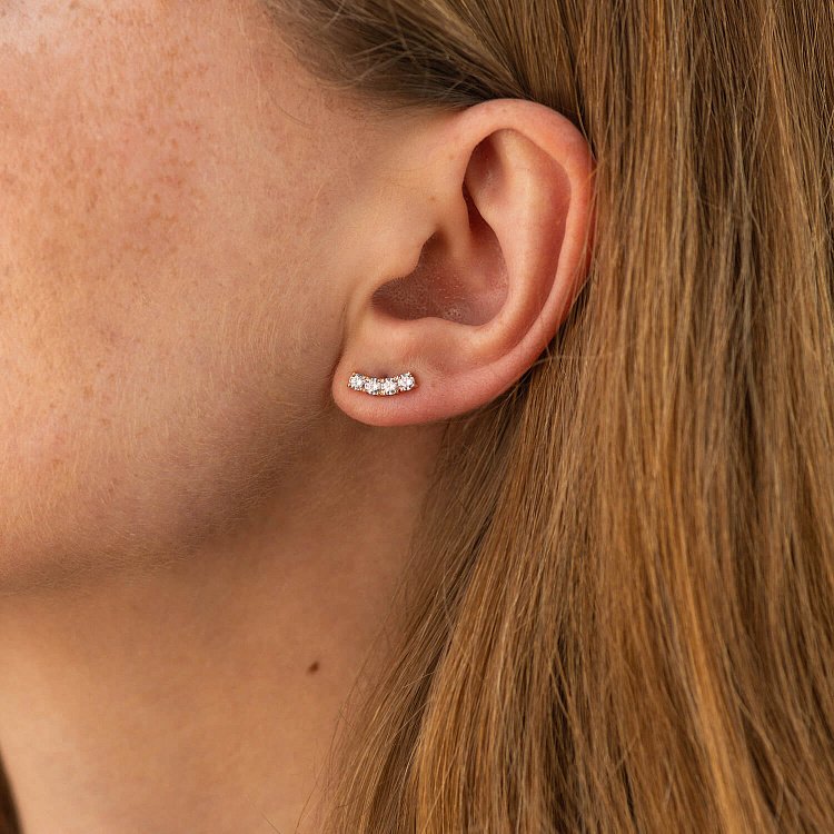 Сережки - пусети "Lora" з фіанітами (червоне золото) с09097 від ювелірного магазину Онікс - 1