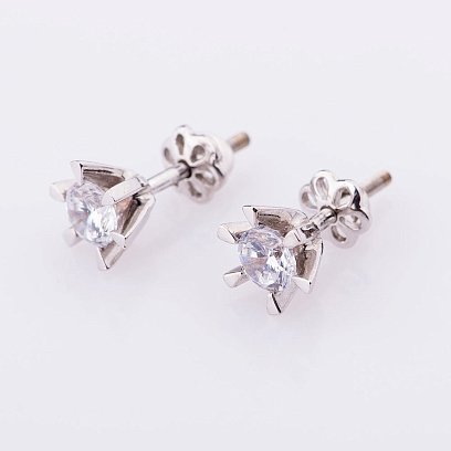 Серьги-гвоздики с фианитами (7мм) с02827 №3