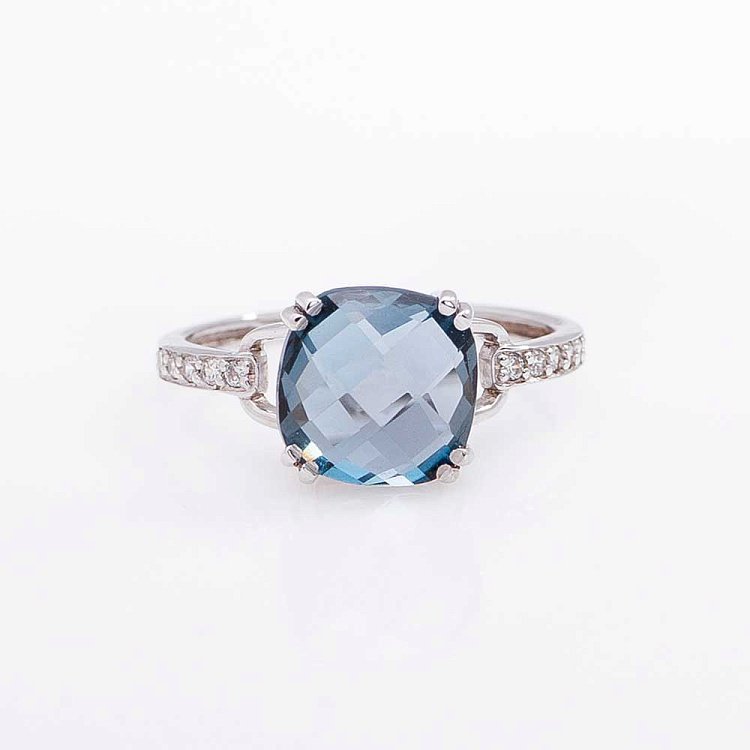 Золотое кольцо с Лондон топазом и фианитами t14032140 от ювелирного магазина Оникс - 1