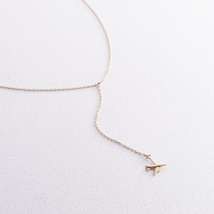 Колье "Самолетик" в желтом золоте кол01766 от ювелирного магазина Оникс - 5