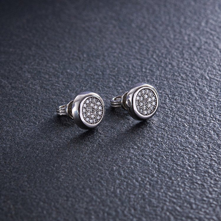 Срібні сережки - пусети з фіанітами 1001 від ювелірного магазину Онікс - 4