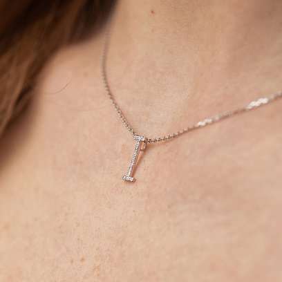 Золотое колье с буквой " І " с бриллиантами 133771121 №7