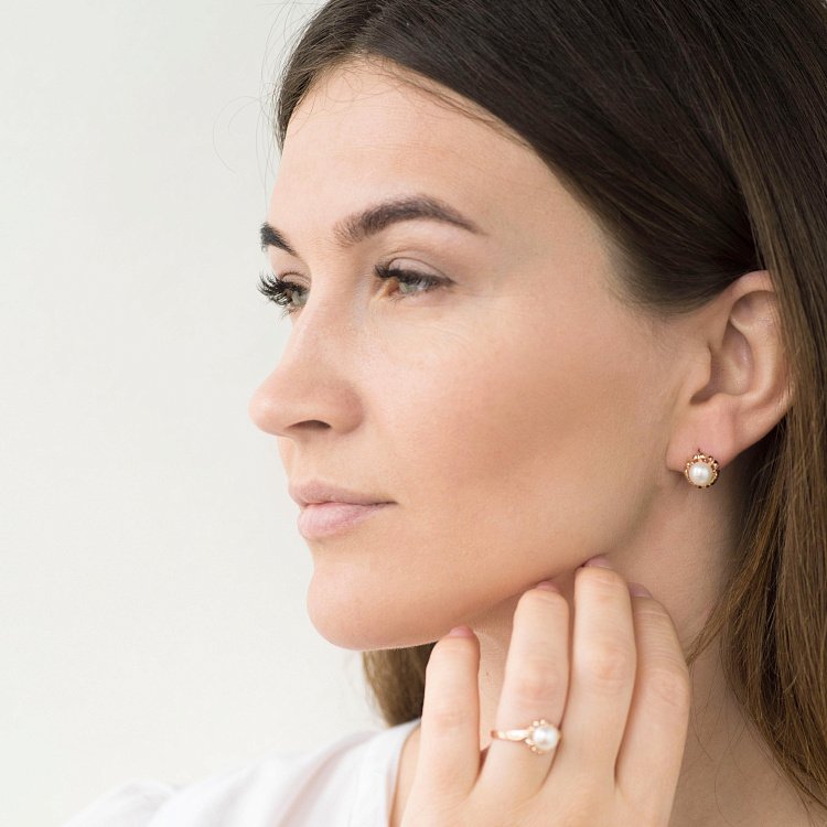 Золотые серьги с культ. пресн. жемчугом с05235 от ювелирного магазина Оникс - 3