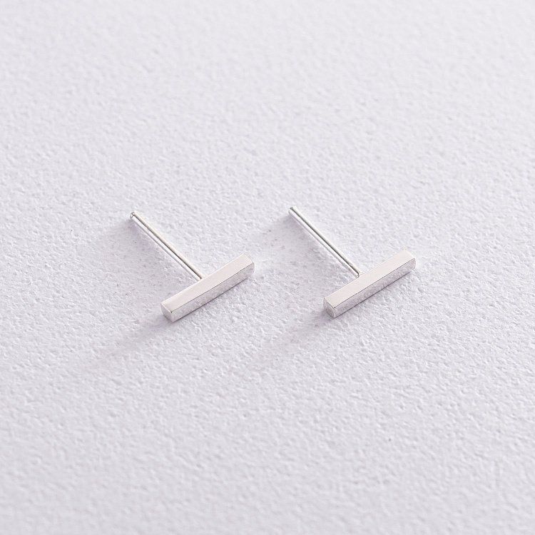 Серебряные серьги-пусеты "Минимум" (квадратные) 122488 от ювелирного магазина Оникс