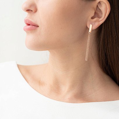 Серьги "Лаконичность" в красном золоте с06867 №2