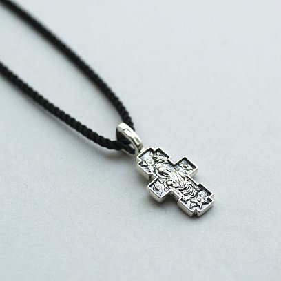 Срібний хрестик "Розп'яття. Ікона Божої Матері" Годувальниця " 131281 №3