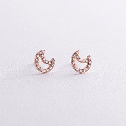 Золотые серьги - пусеты "Луна" с бриллиантами 36762421