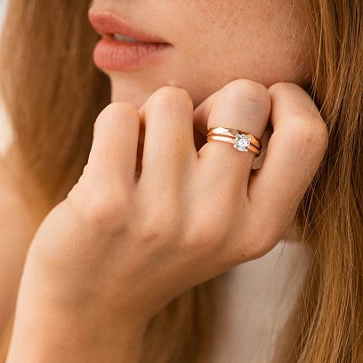 Помолвочное золотое кольцо с фианитом к06433 №2