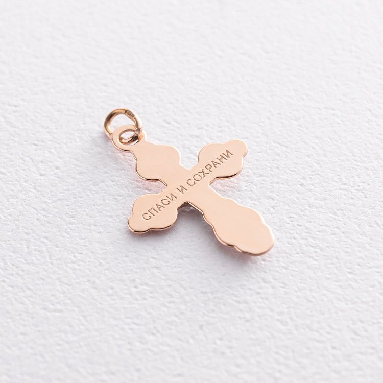 Золотой крестик "Распятие. Спаси и Сохрани" п03574 от ювелирного магазина Оникс - 2