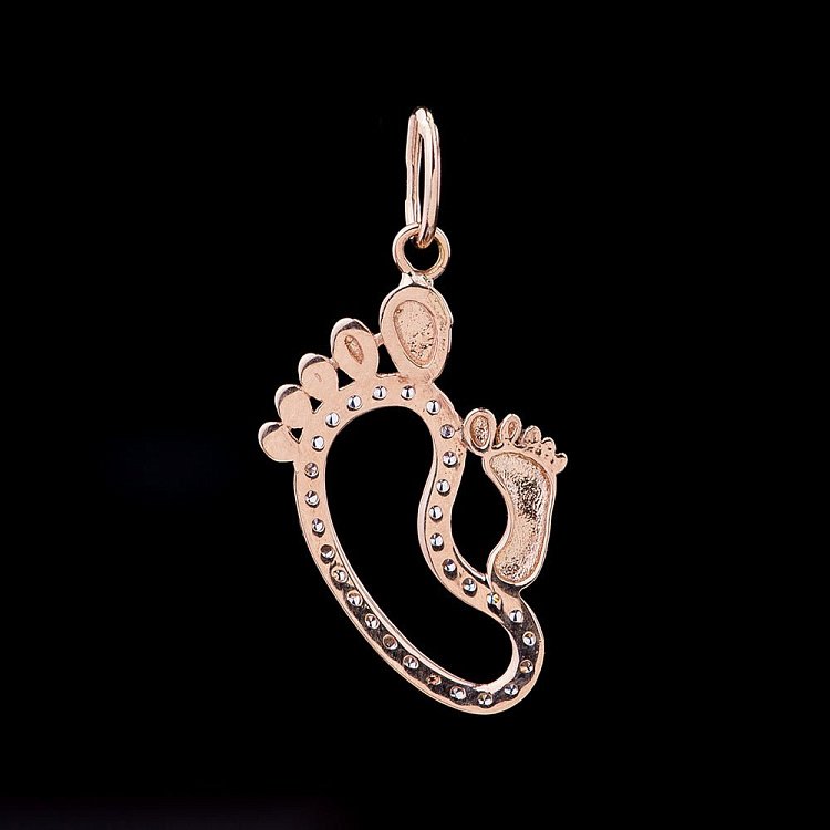 Золотая подвеска "Ножки младенца" с фианитами п02719 от ювелирного магазина Оникс - 1