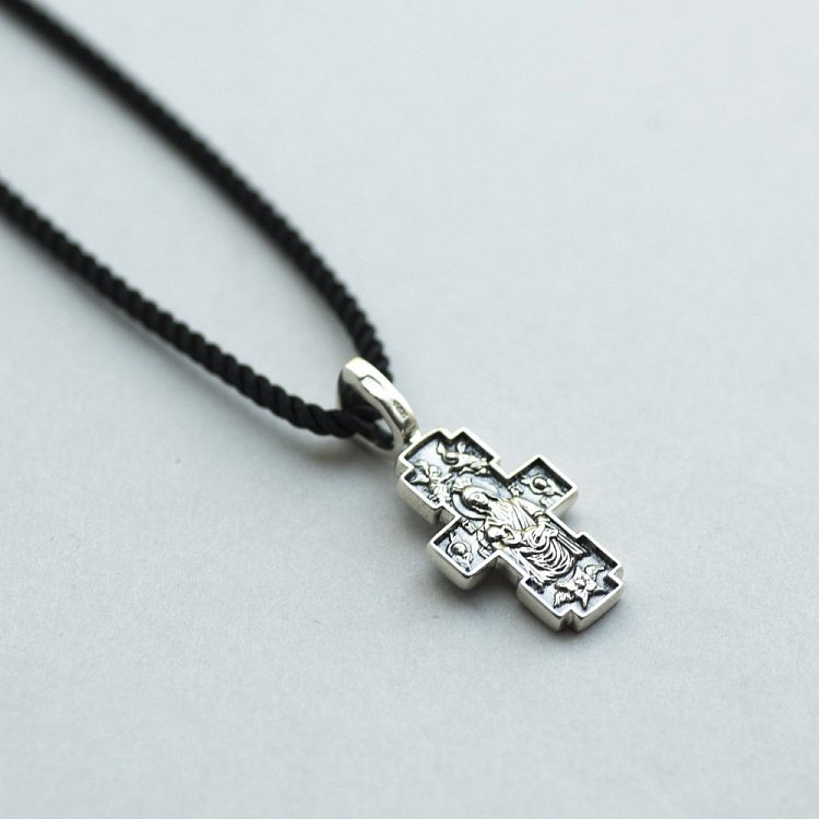 Срібний хрестик "Розп'яття. Ікона Божої Матері" Годувальниця " 131281 від ювелірного магазину Онікс - 2