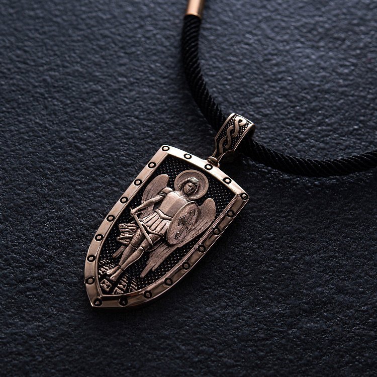 Золотой кулон "Архангел Михаил моли Бога о нас" п03823 от ювелирного магазина Оникс