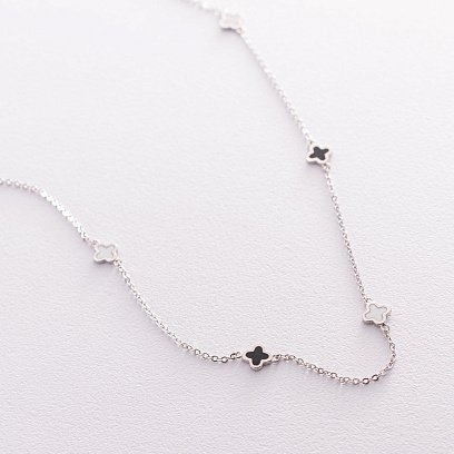 Срібне кольє "Конюшина" (емаль) 181119