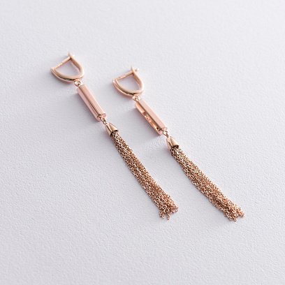 Висячі сережки в червоному золоті с06874