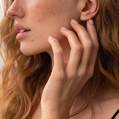 Золотые серьги - пусеты "Герб Украины - Тризуб" с02839 №2