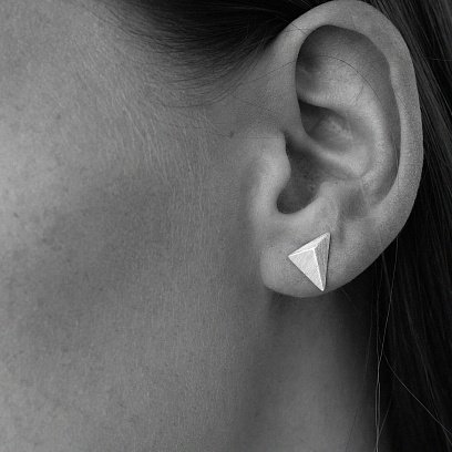 Сережки - пусети "Піраміда" у сріблі 123266 №4