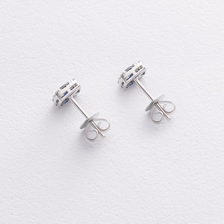 Золоті сережки - пусети з діамантами і сапфірами сб0577ca від ювелірного магазину Онікс - 3