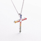 Золотое колье "Крестик" с бриллиантом и сапфирами колб0199lg от ювелирного магазина Оникс - 1