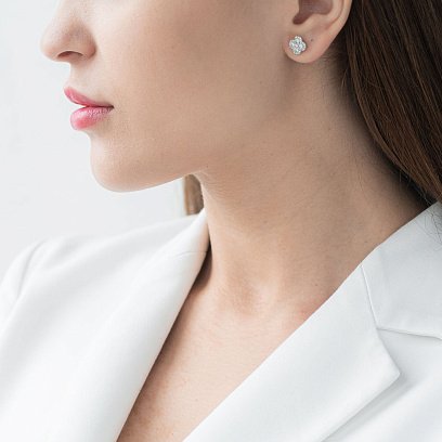 Золоті сережки - пусети "Конюшина" (діаманти) E00663mi №2