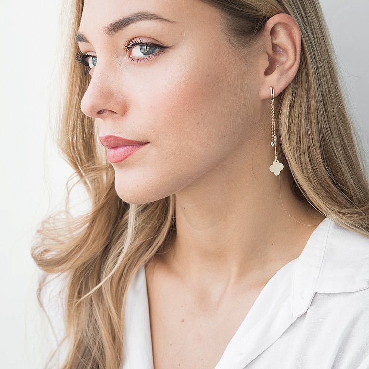 Золоті сережки "Конюшина" с05627 від ювелірного магазину Онікс - 2