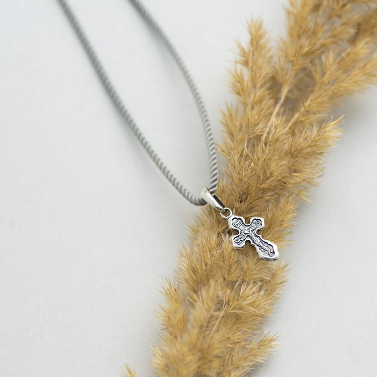 Серебряный крестик (чернение) "Спаси и сохрани" 131964 от ювелирного магазина Оникс - 2