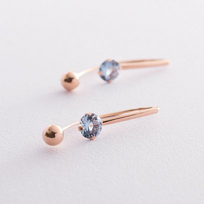 Золоті сережки "Натхнення" з фіанітами с06709 №3