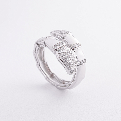 Серебряное кольцо "Змея" с фианитами 112842