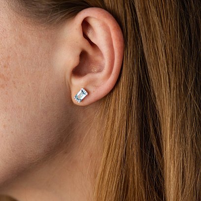 Золоті сережки - пусети (топази, діаманти) сб0519sm №4