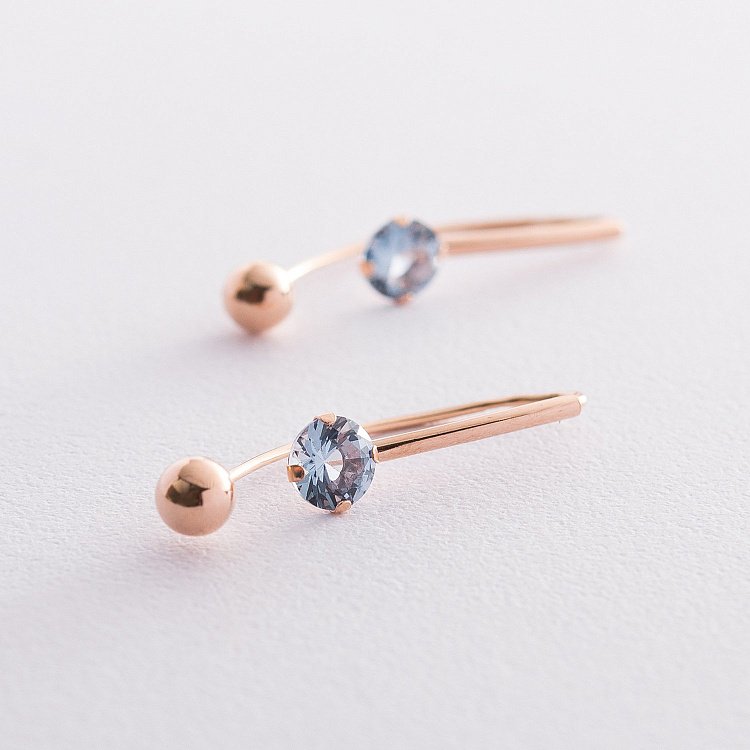 Золоті сережки "Натхнення" з фіанітами с06709 від ювелірного магазину Онікс - 2