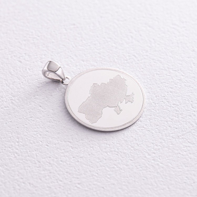 Кулон "Карта Украины" в белом золоте п03770 от ювелирного магазина Оникс - 1