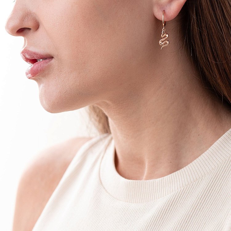 Золоті сережки - пусети "Змії" с07327 від ювелірного магазину Онікс - 1