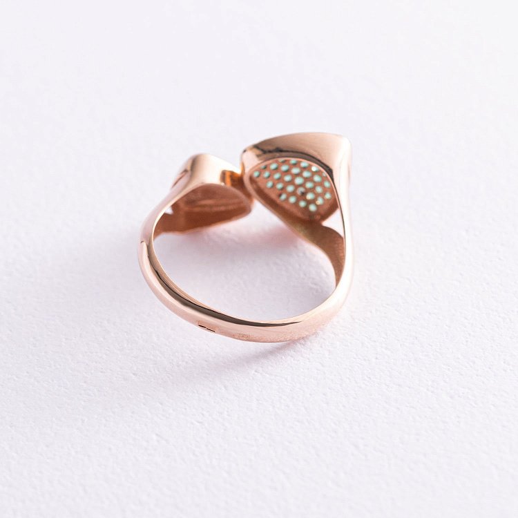 Золотое кольцо (зеленые фианиты) к05394 - 2 Золотое кольцо (зеленые фианиты) к05394 от ювелирного магазина Оникс - 2