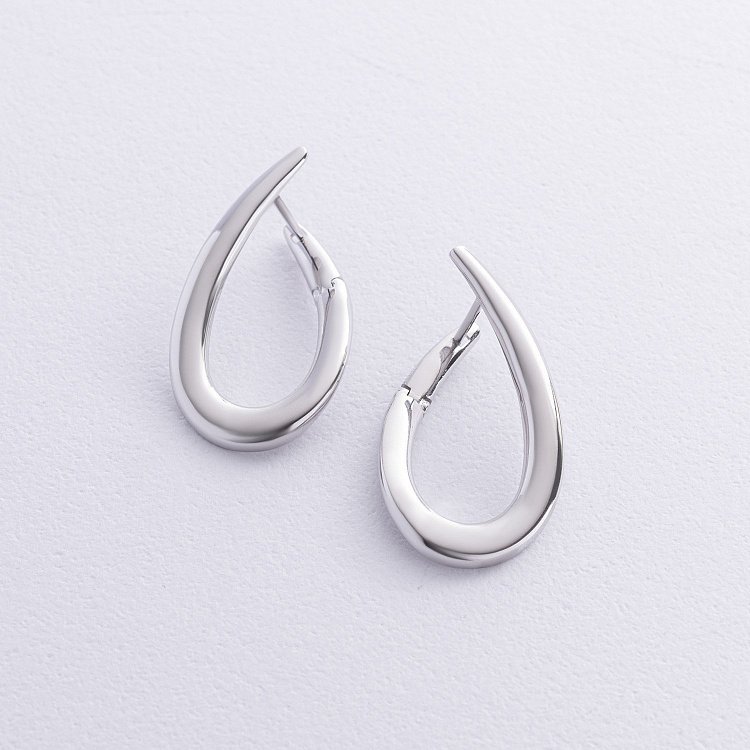 Сережки "Крапельки" у білому золоті с08749 від ювелірного магазину Онікс