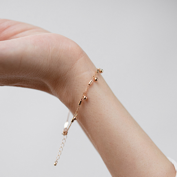 Золотой браслет "Шарики" б05824 от ювелирного магазина Оникс - 5