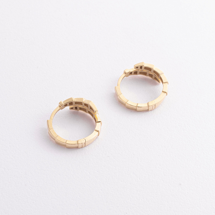 Серьги - кольца "Змеи" в желтом золоте с09460 от ювелирного магазина Оникс - 1