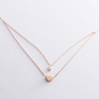 Кольє "Сердечко" в червоному золоті (фіаніт) кол01683