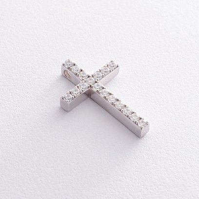 Серебряный крестик с фианитами (кулон под чокер) 1101Pф
