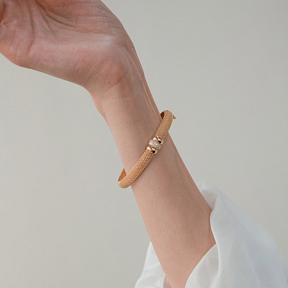 Жорсткий браслет "Marie" у жовтому золоті (фіаніти) б05597 №7