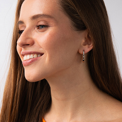 Сережки "Camilla" в червоному та білому золоті (фіаніти) с09376 №3