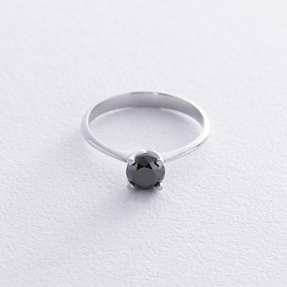 Заручальна каблучка з чорним діамантом (біле золото) 236291122 №3