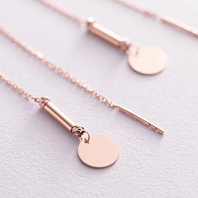 Золоті сережки "Монетки" (протяжки) с07732 №3