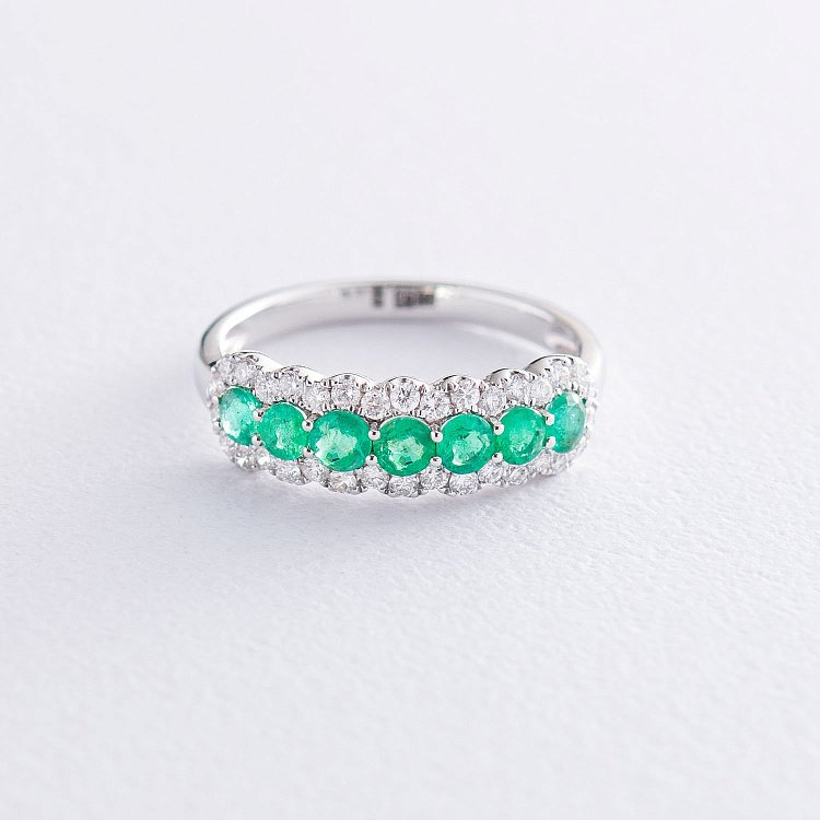 Золотое кольцо с изумрудами и бриллиантами MR14882gm от ювелирного магазина Оникс