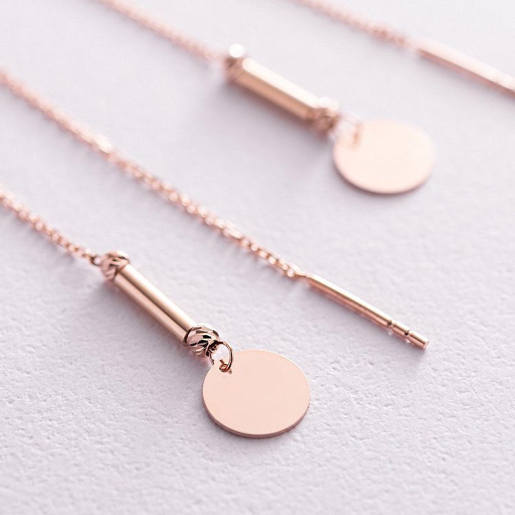 Золоті сережки "Монетки" (протяжки) с07732 від ювелірного магазину Онікс - 2