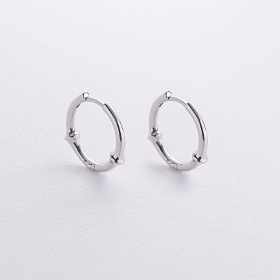 Серьги - кольца "Bamboo" в белом золоте с09110