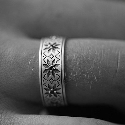 Срібна каблучка "Вишиванка" (чорні фіаніти) 1113ч №4